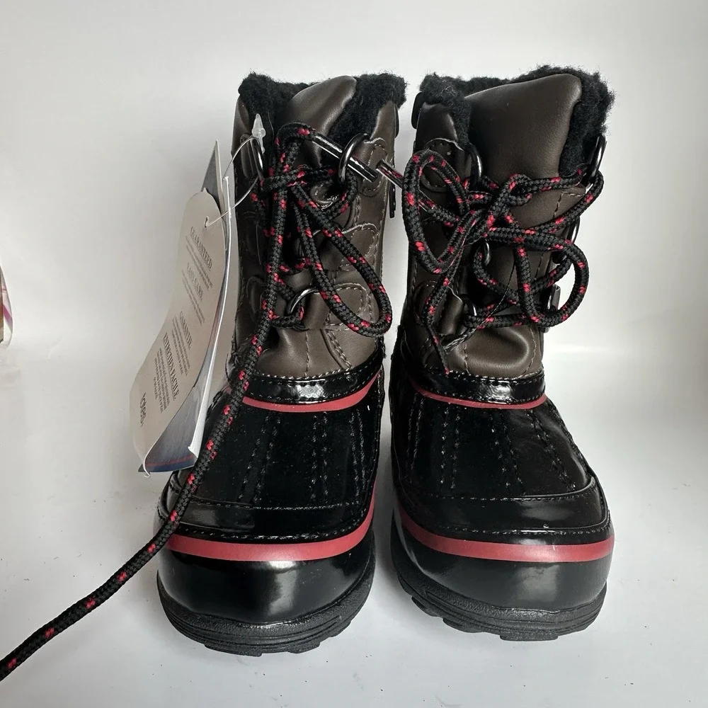 NWT Totes Kids Toddler Brown Black Winter Waterproof Insulated Boots Size 6